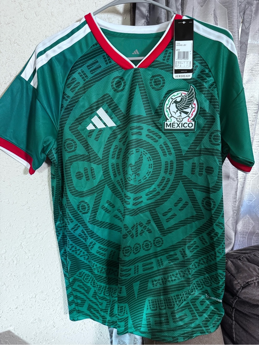 adidas Mexico Green Soccer Jersey with Red Trim